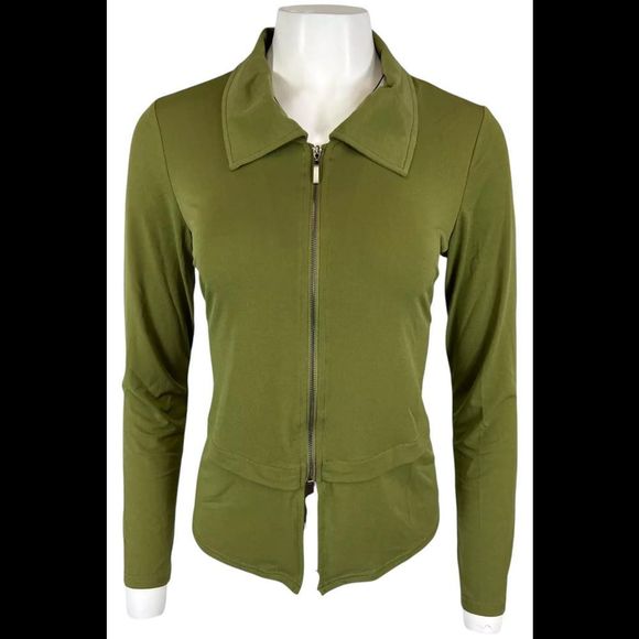 Truth + Style Women's Cropped Matte Jersey Zip Front Jacket Olive - Regular - Picture 1 of 1